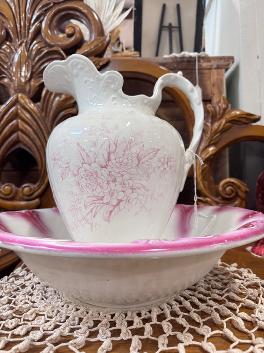 Vintage Smith Phillips Fenix Large Water Pitcher - Pink Florals