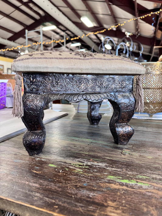 Mid Century Embossed Copper Clad Footstool