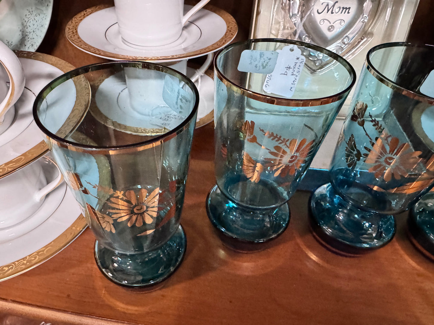 Libby Electric Blue Daisy Sherry Glass set of 6
