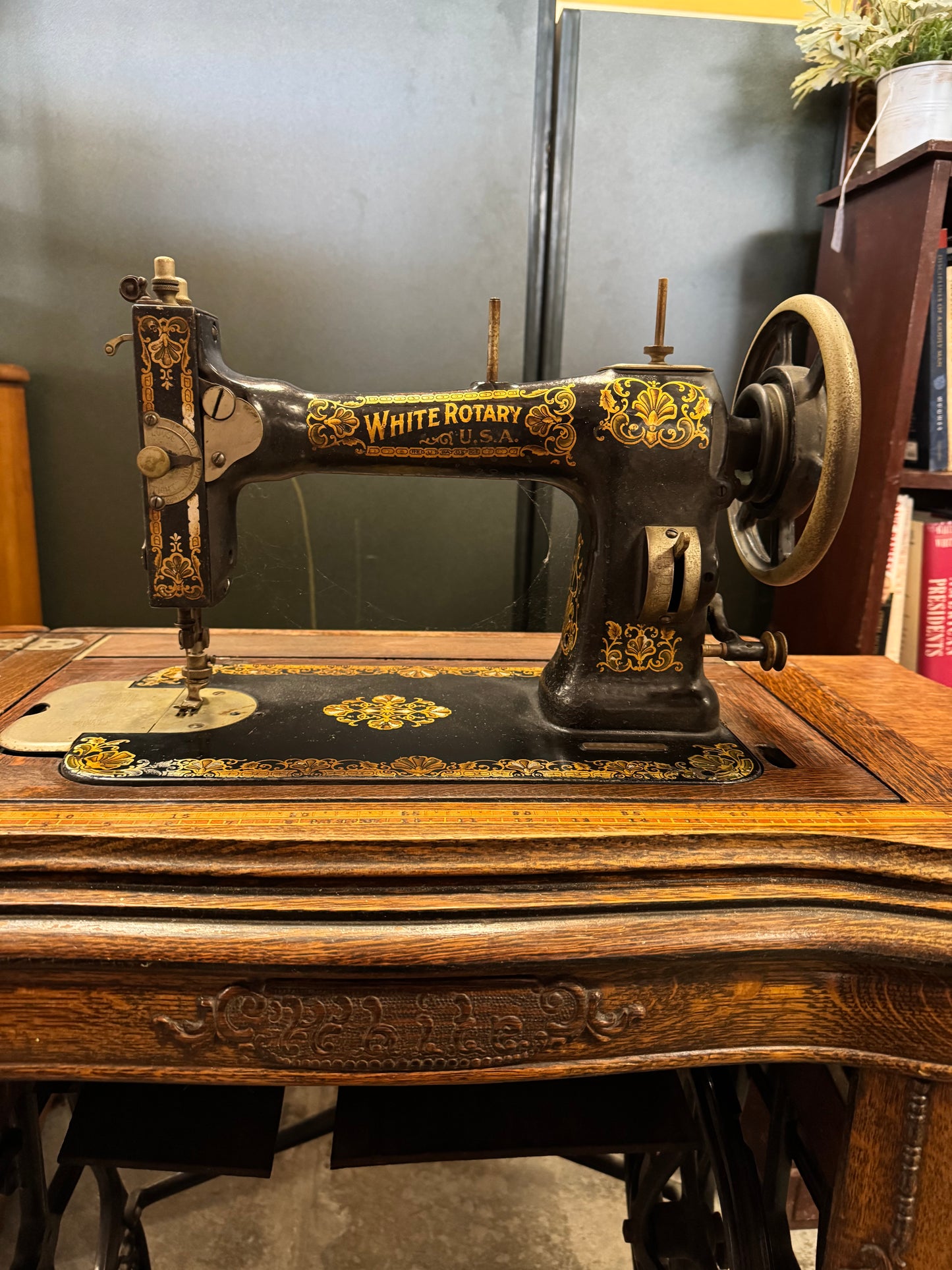 White Brand Treadle Sewing Machine with Table