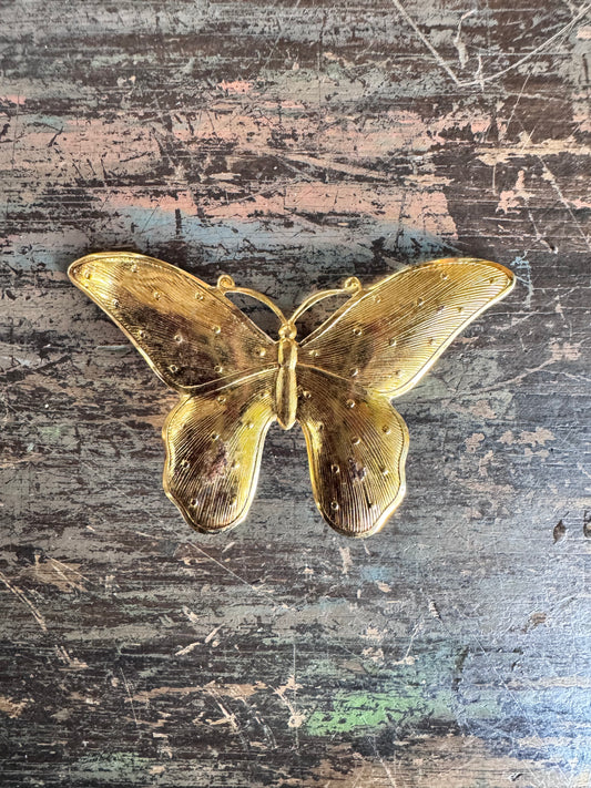 Vintage Gold Tone Butterfly Brooch