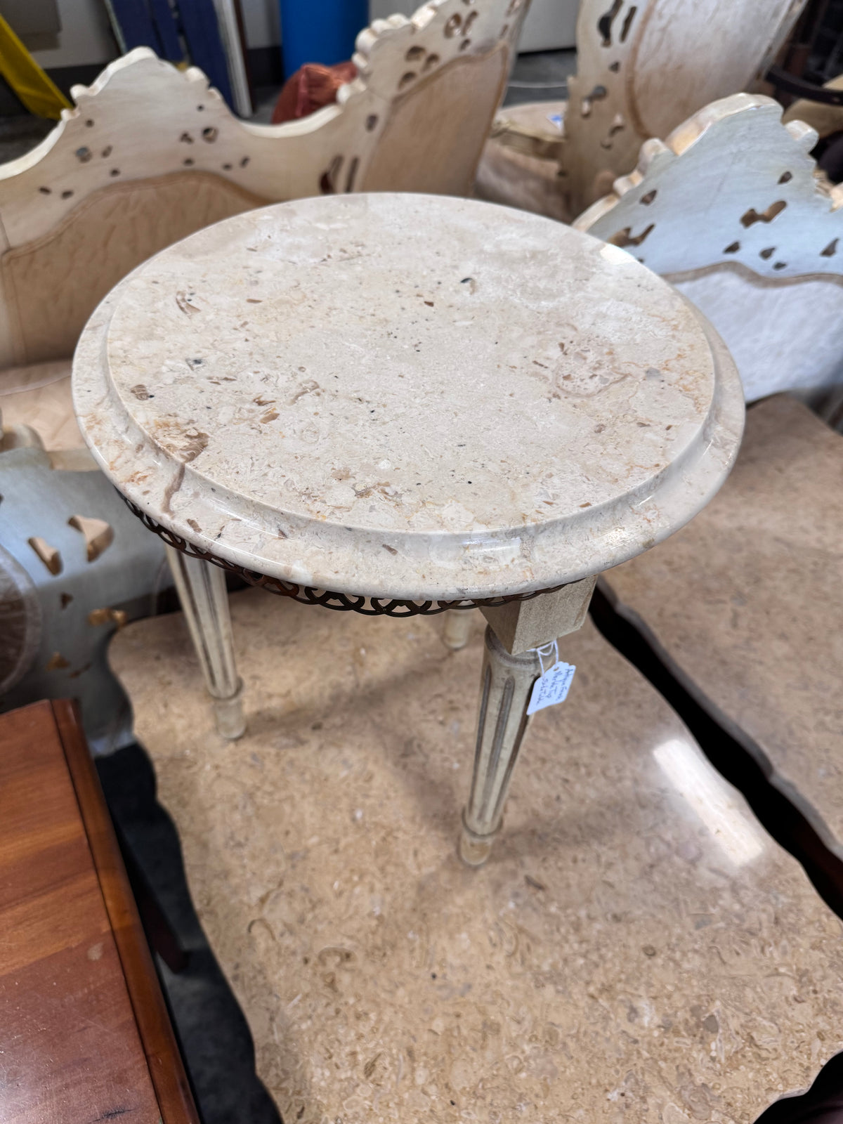 Antique French Marble Top Side Table