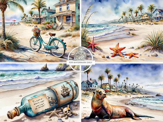 DC331 A4 Beach Batch Rice Decoupage Paper