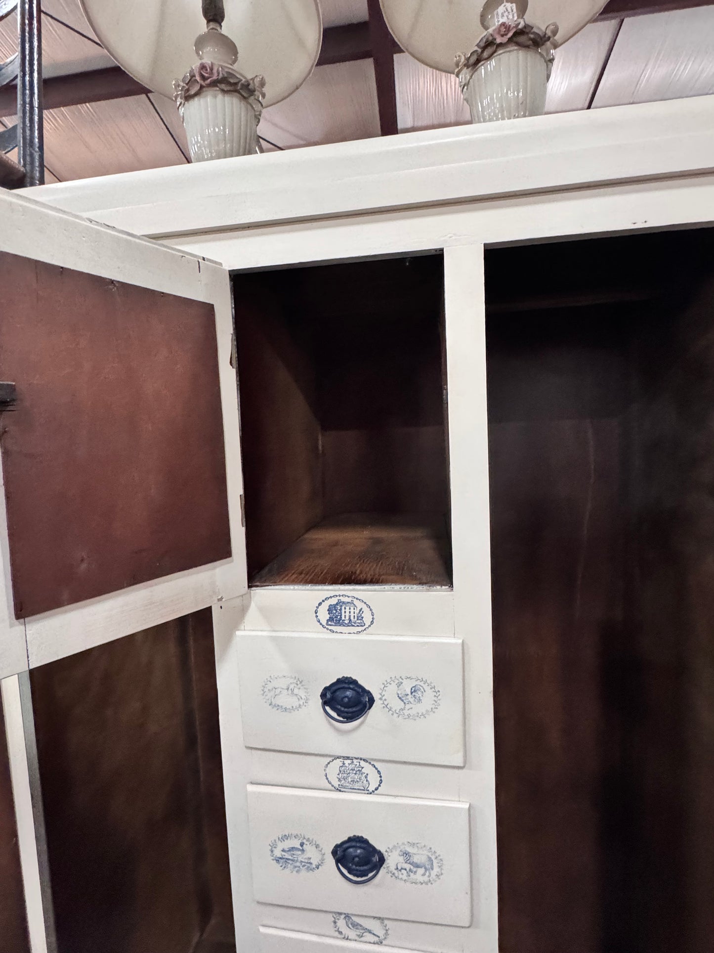 Double Door Chiffarobe in Cream and Delft Blue
