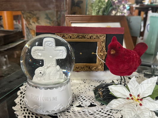 Baby, Jesus Loves Me Resin Waterglobe Music Box