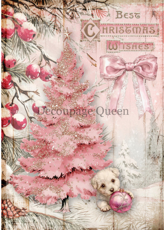 Decoupage Queen Pink Christmas Rice Paper Designs