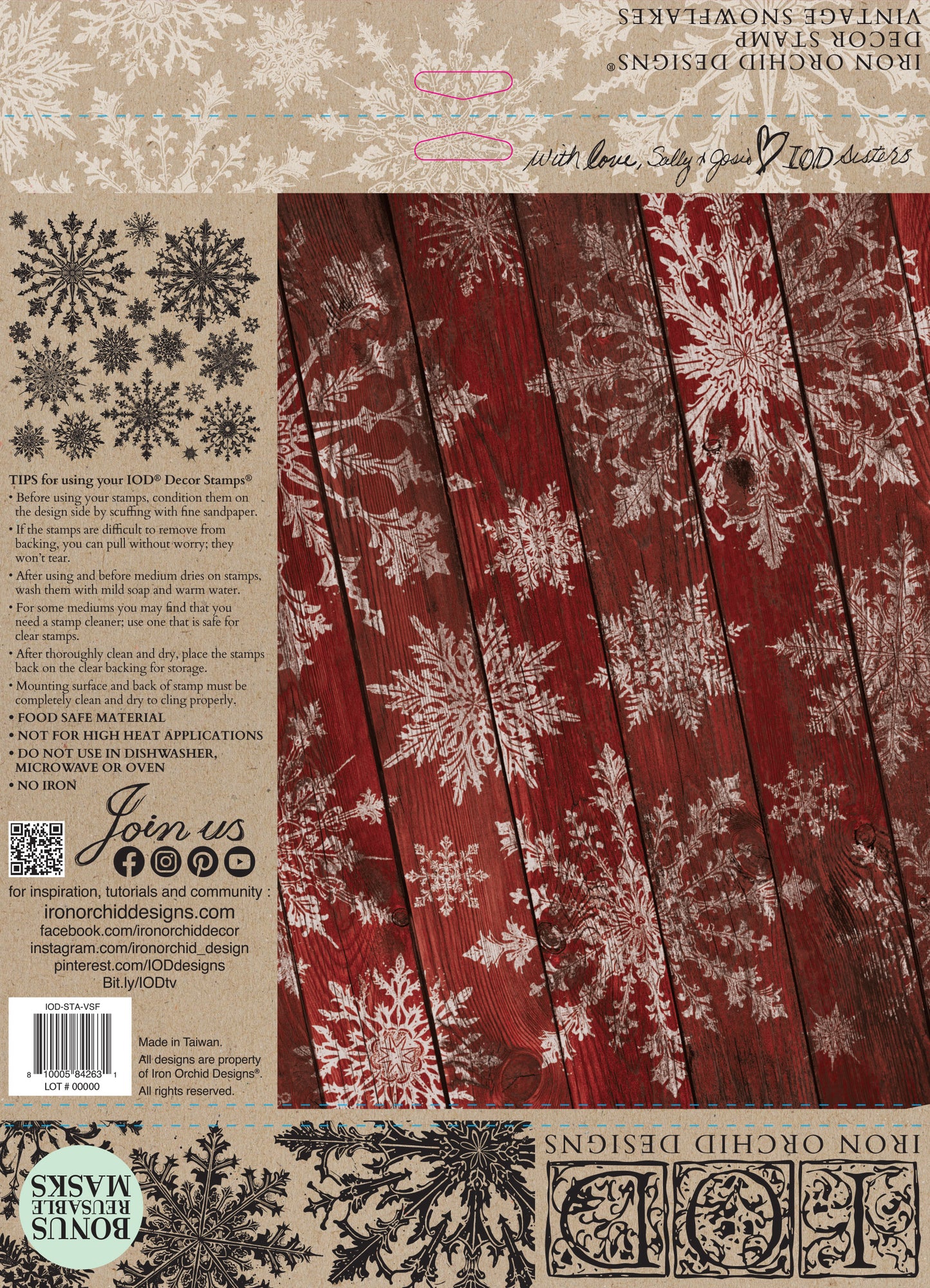 Vintage Snowflakes Iron Orchid Designs Stamp Set