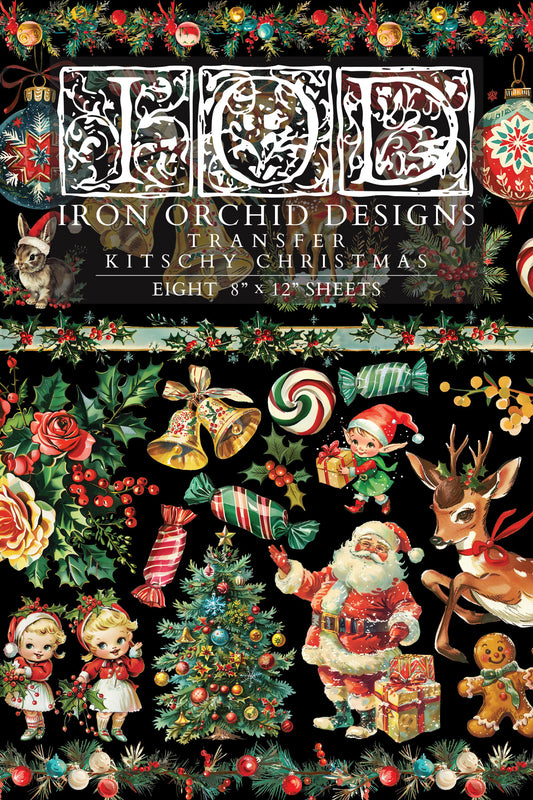 Kitschy Christmas Iron Orchid Designs Transfer Set