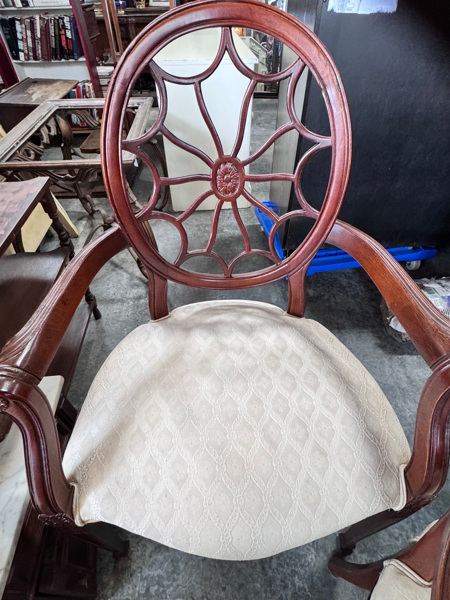 Regency Mahogany Spiderweb Back Armchairs-Pair