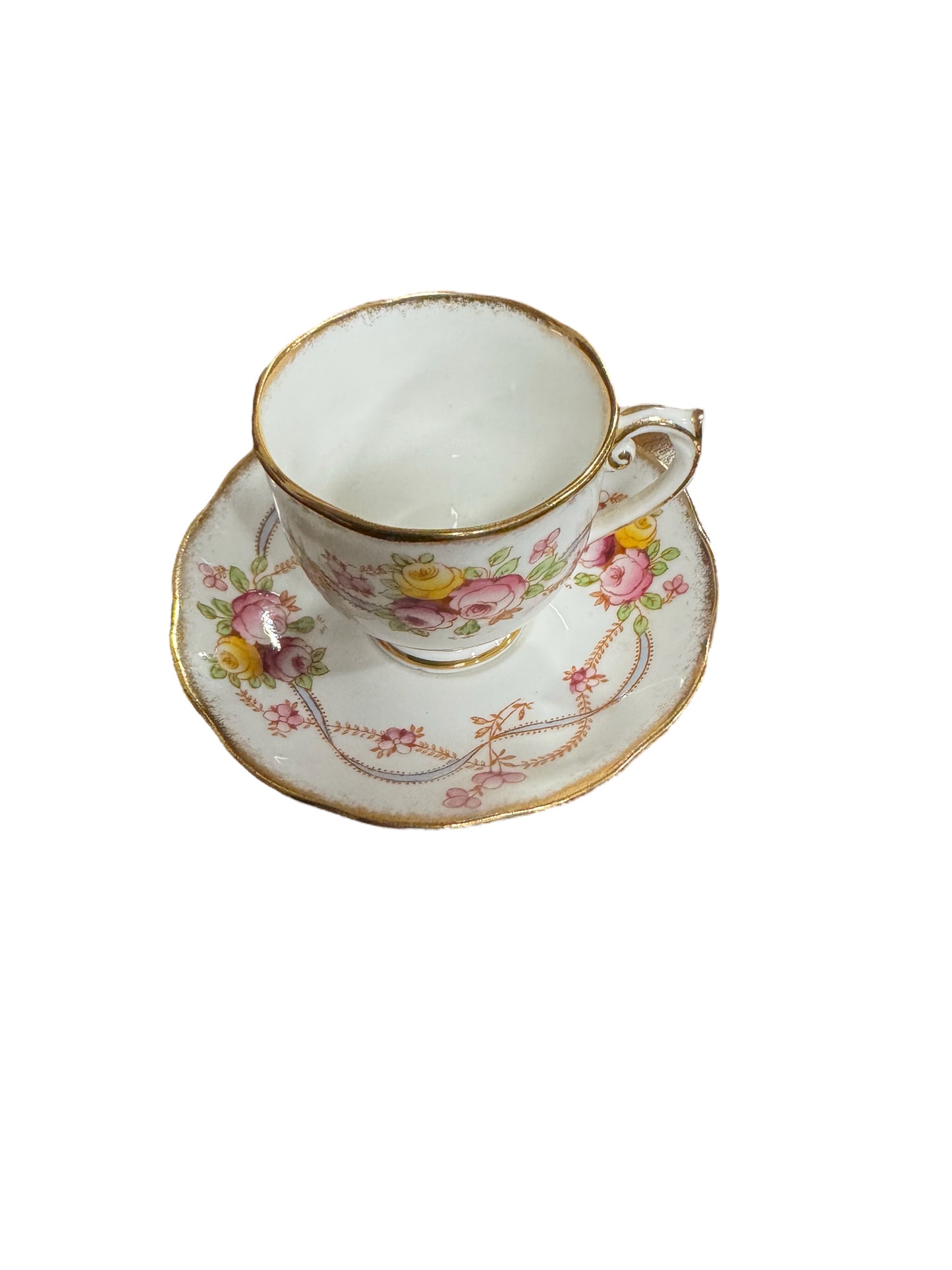 Rosalyn Bone China Footed Tea Cup and Saucer Made in England