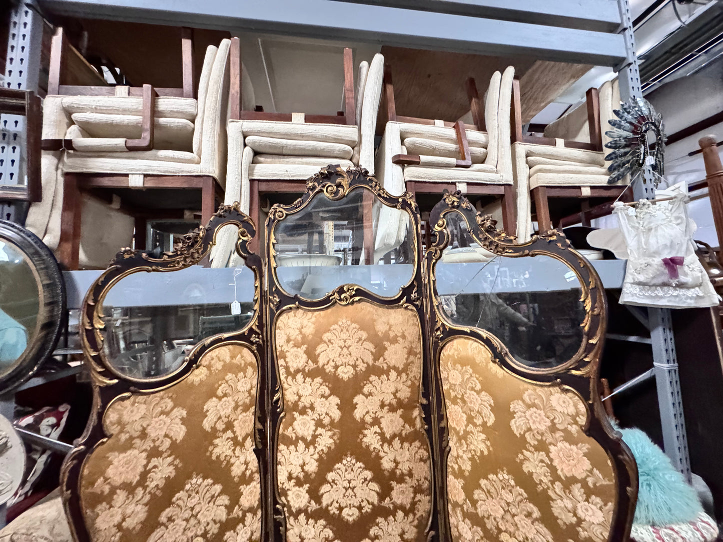 Louis XV Style Antique 3-Panel Screen