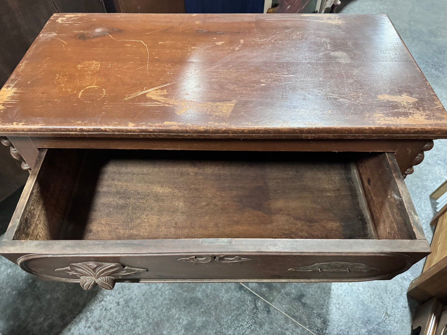 Antique Hand Carved 3 Drawer Dresser