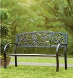 Hummingbird Metal Garden Bench - Black