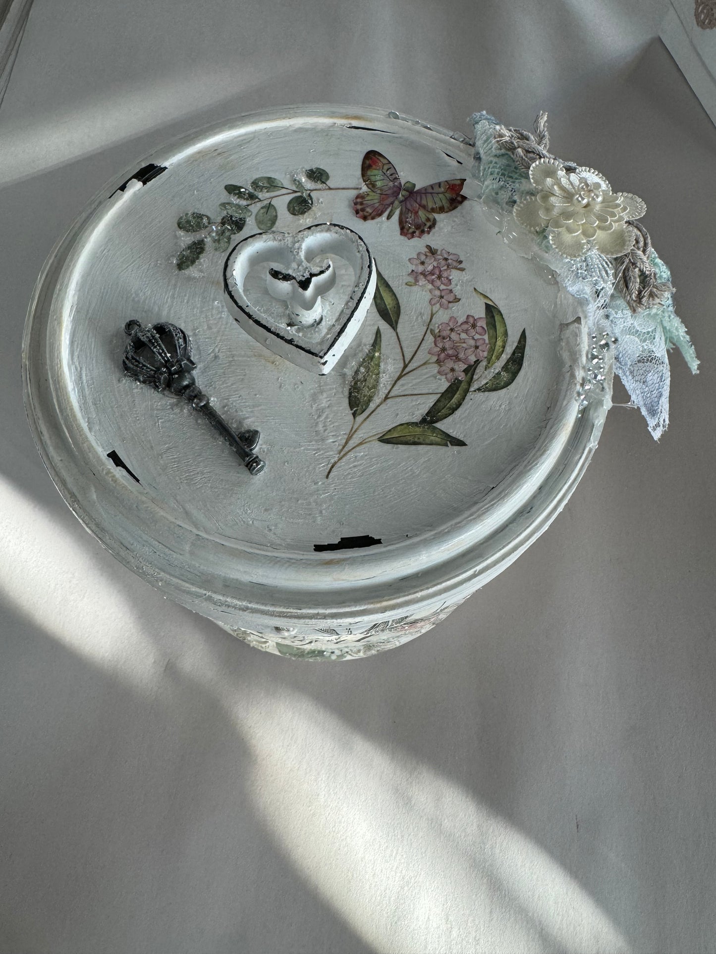 Be the Light Upcycled Floral Decor by local artist, Glitter & Gold