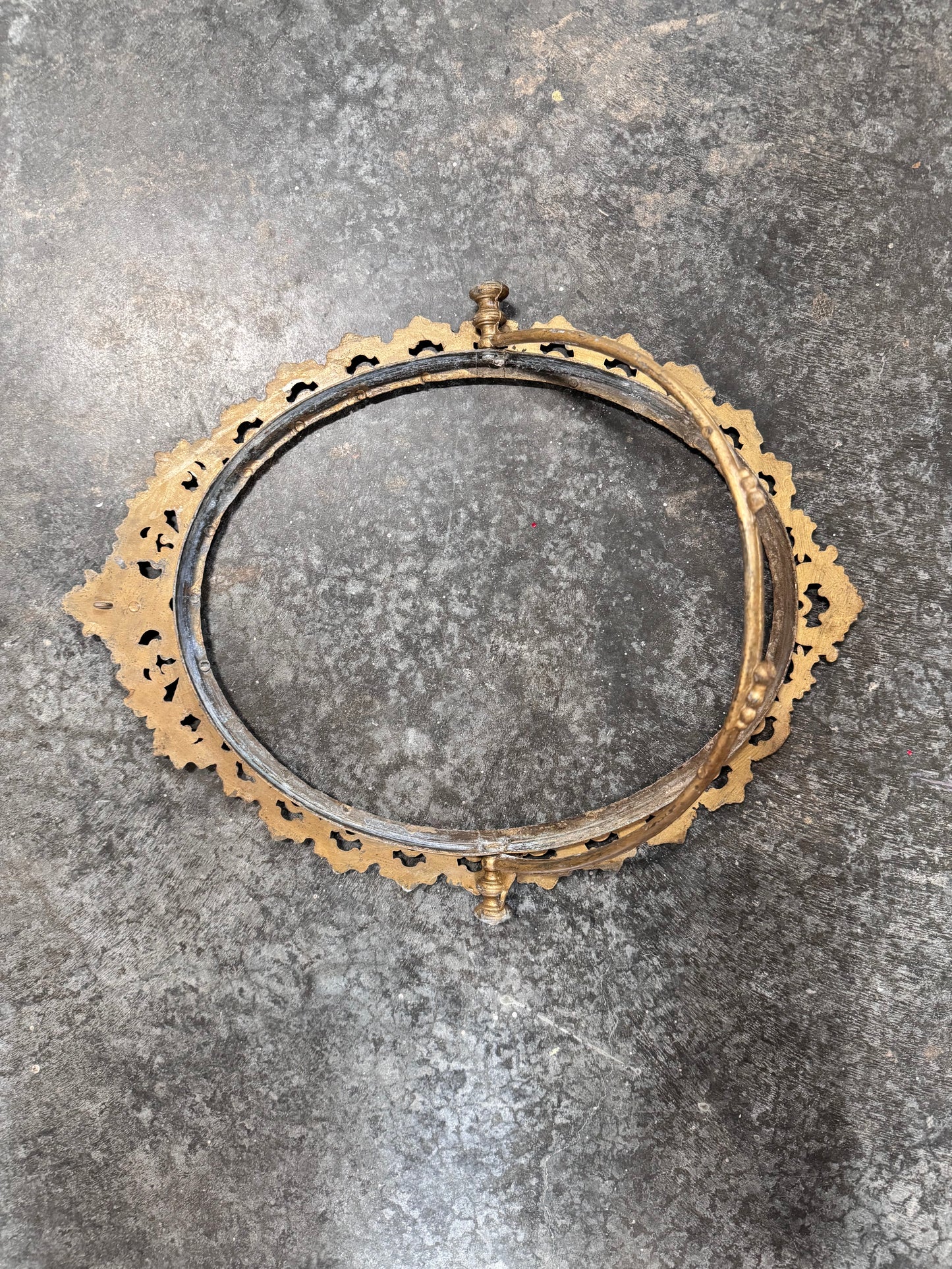 Vintage Baroque Style Tabletop Metal Mirror Frame