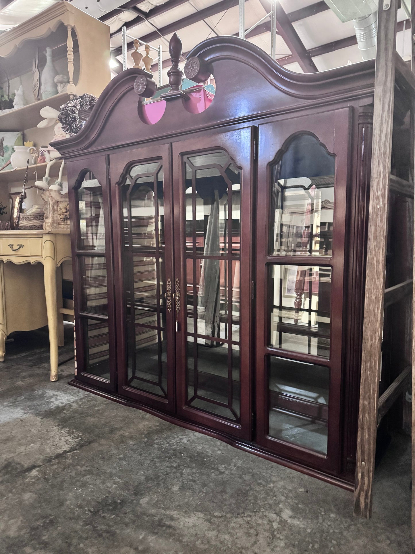 Lighted Breakfront Style China  Cabinet Top