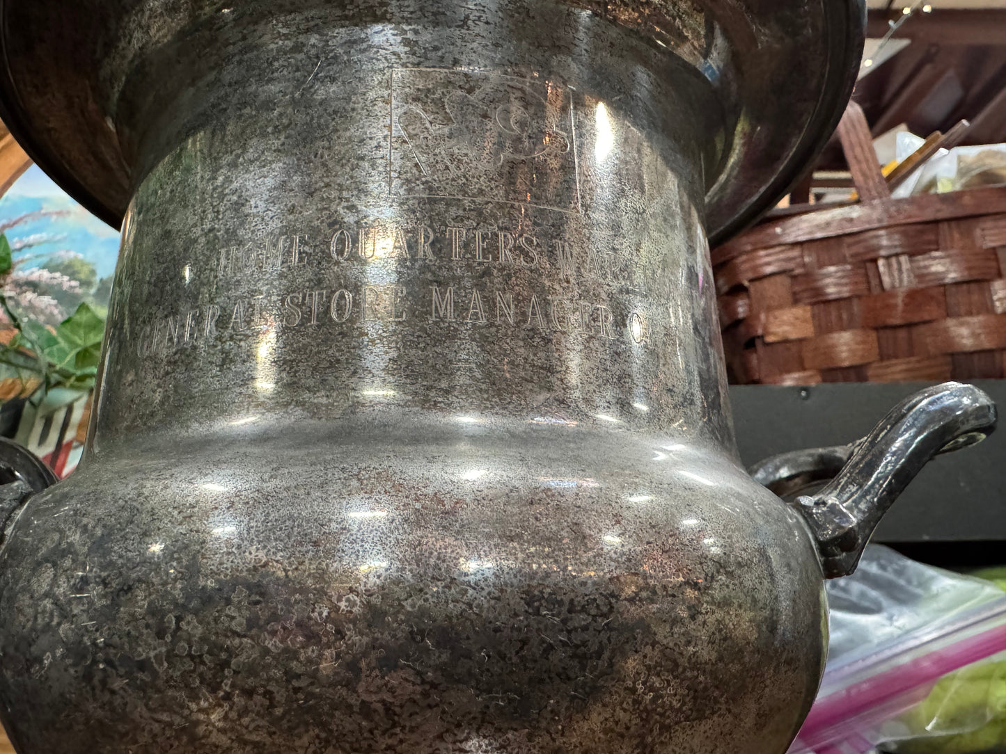 Vintage Engraved Silver Plated Champagne Bucket