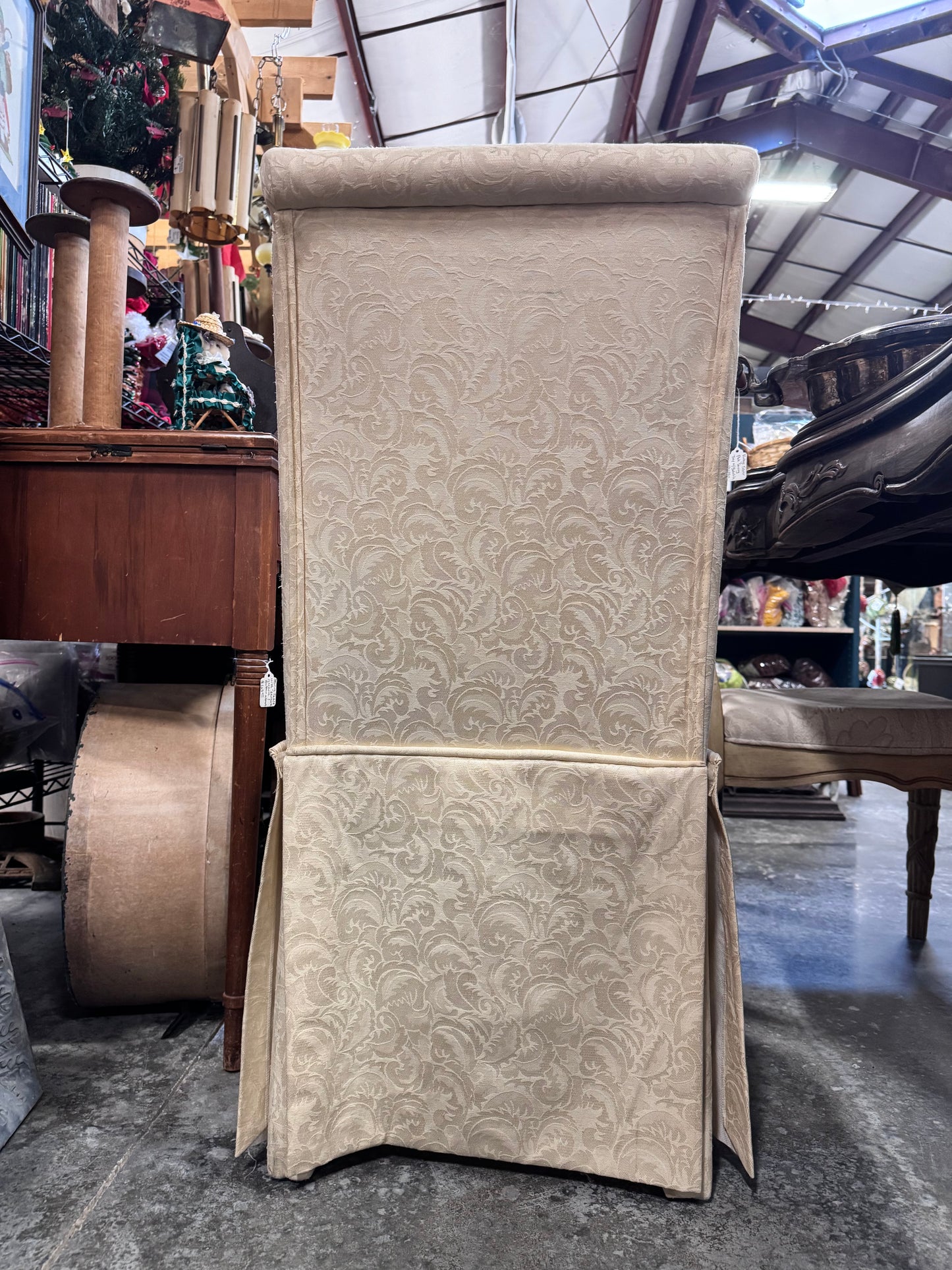 Ivory Upholstered Dining Chair with Skirt
