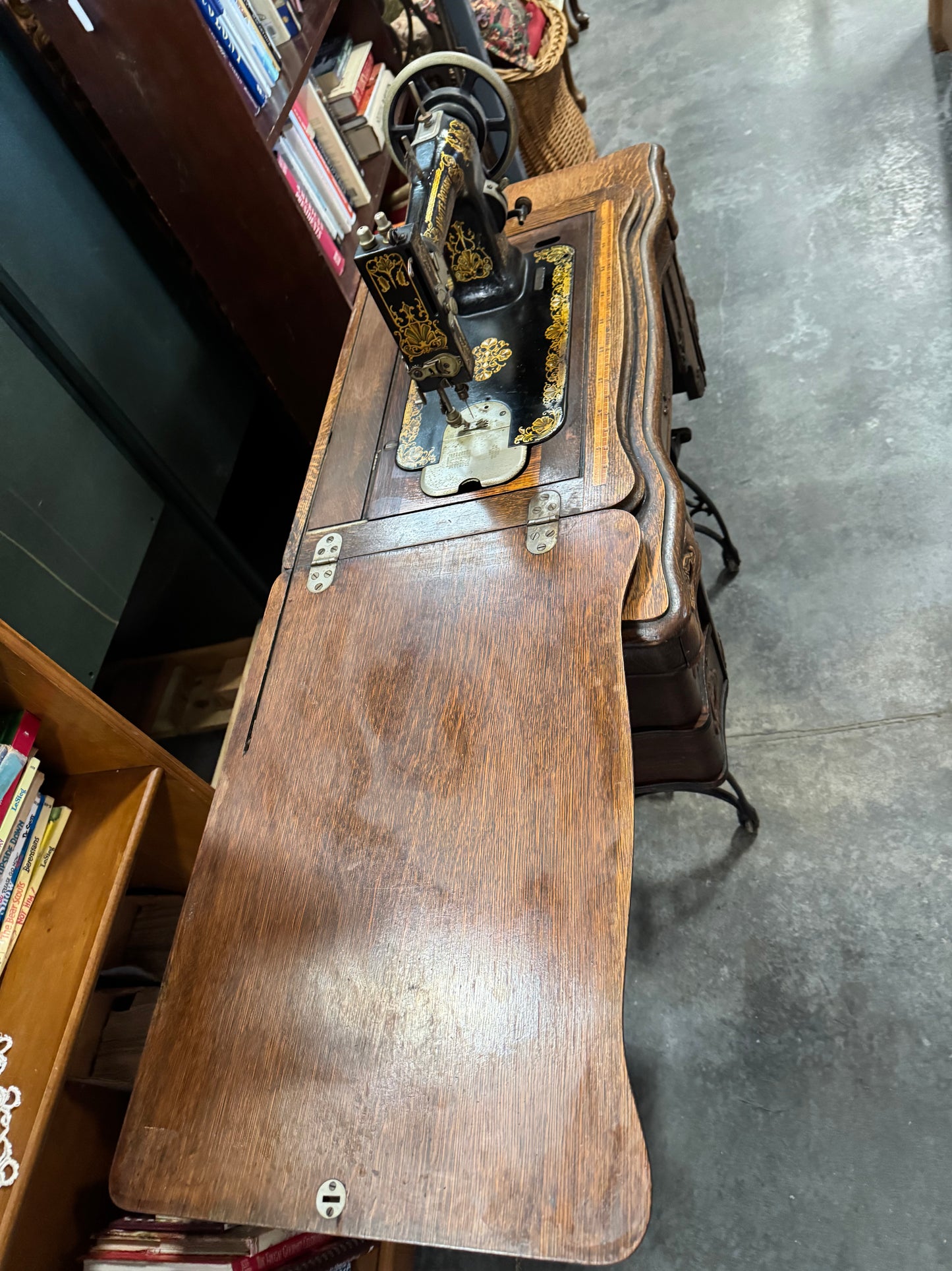 White Brand Treadle Sewing Machine with Table