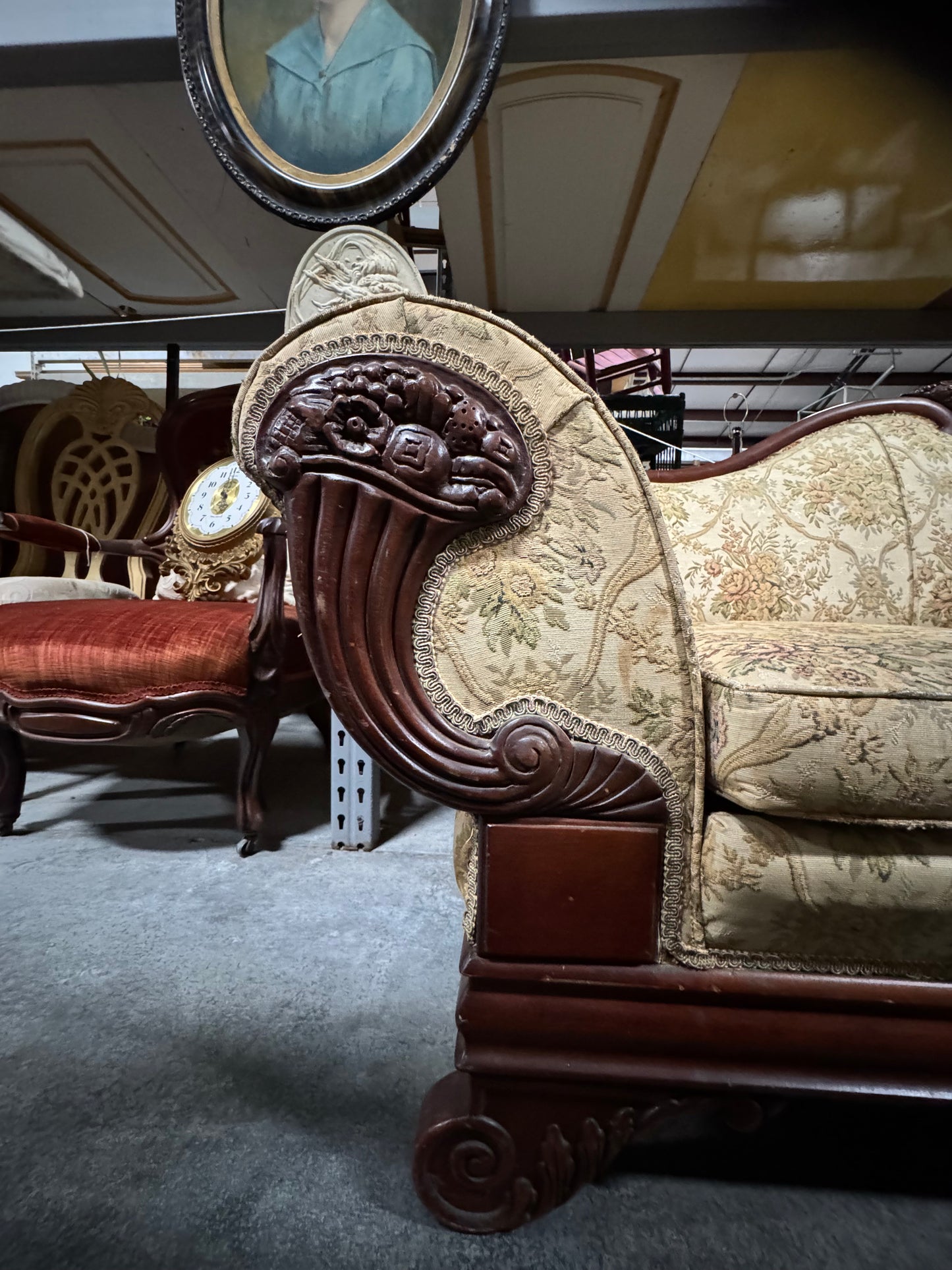 Victorian Floral Tapestry Upholstered Sofa