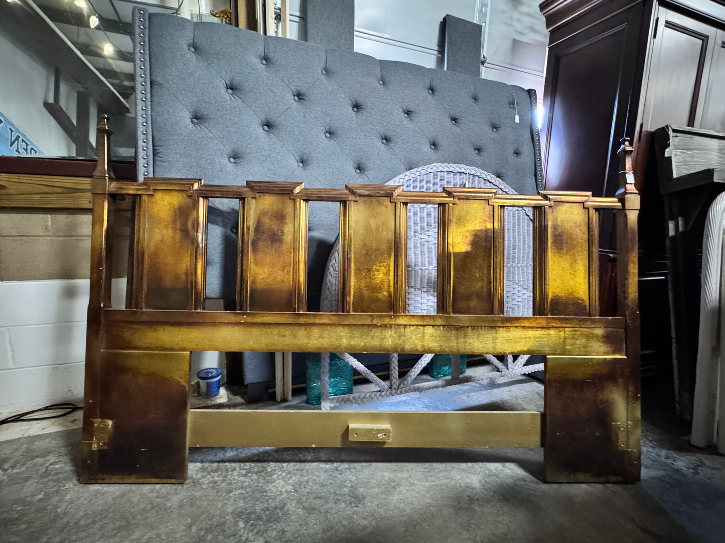 Geometric MCM Post King Headboard