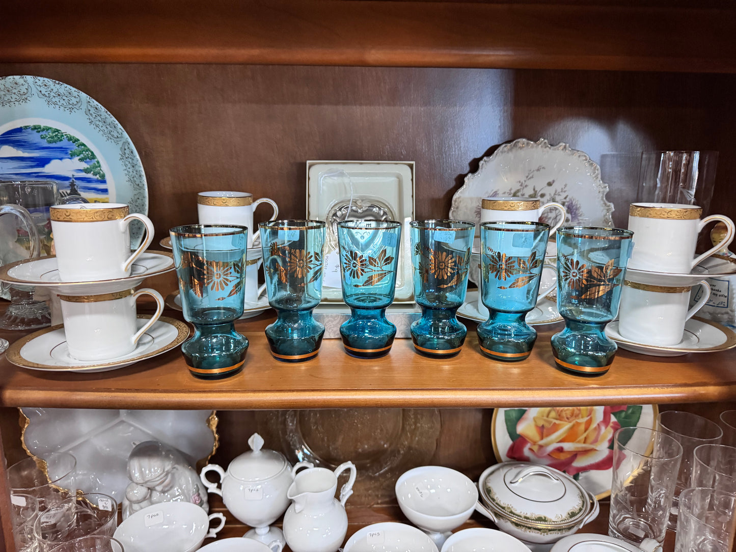 Libby Electric Blue Daisy Sherry Glass set of 6