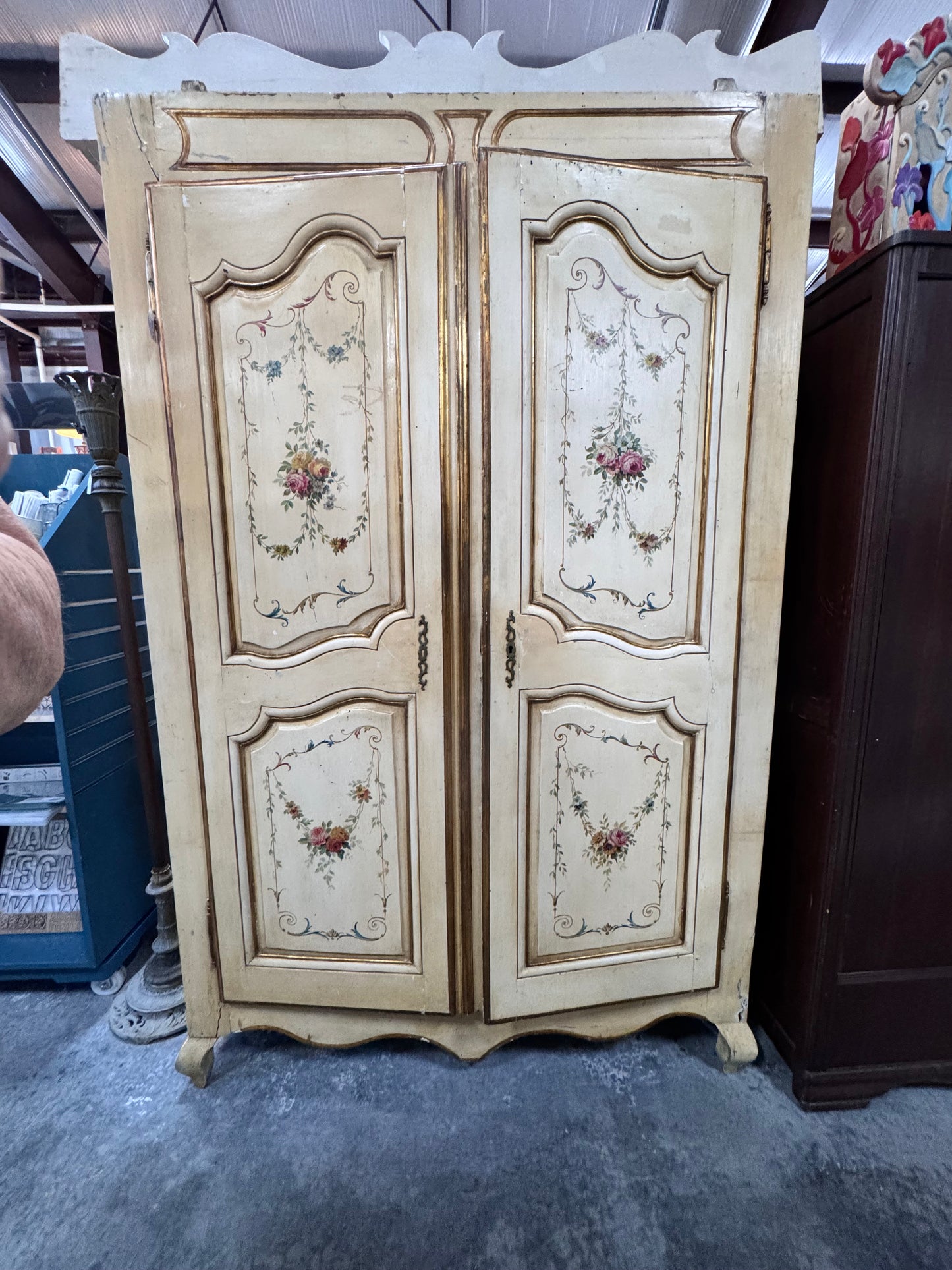 18th Century hand Painted French Armoire