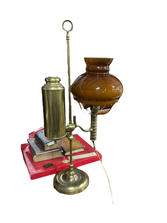 Antique Brass One Arm Student Desk Lamp