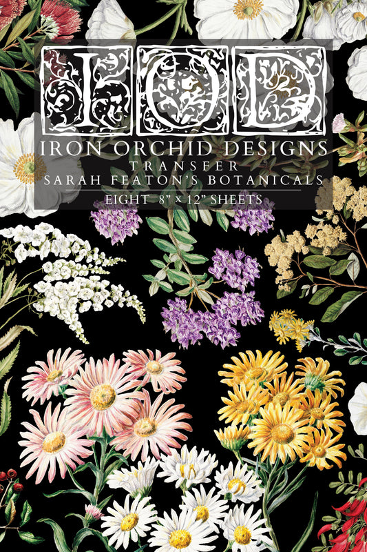 Sarah Featon's' Botanicals Iron Orchid Designs Transfer set