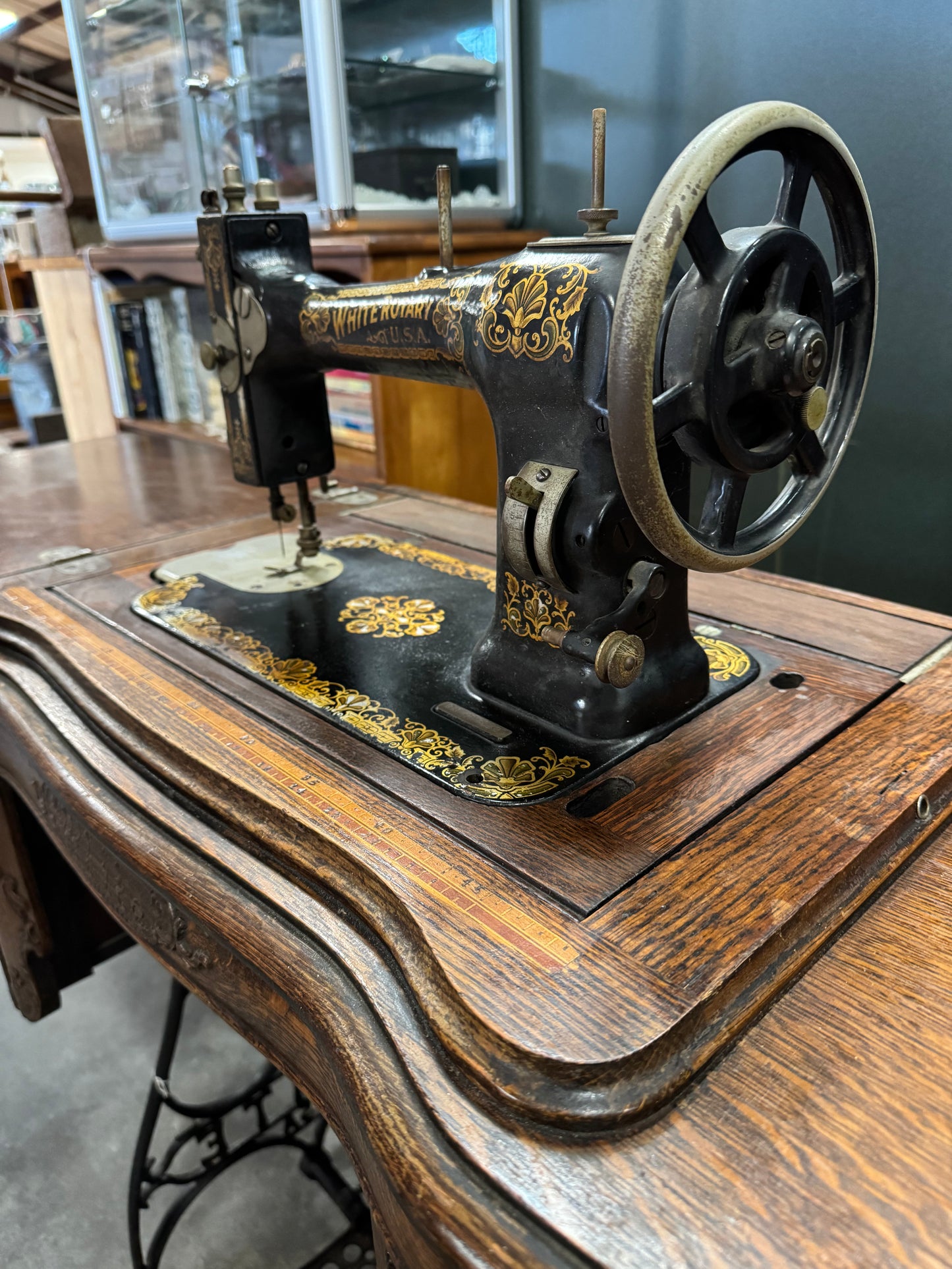 White Brand Treadle Sewing Machine with Table