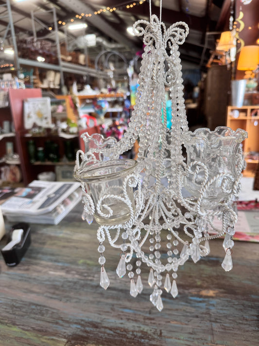 Tea Light Iron and Glass Chandalier