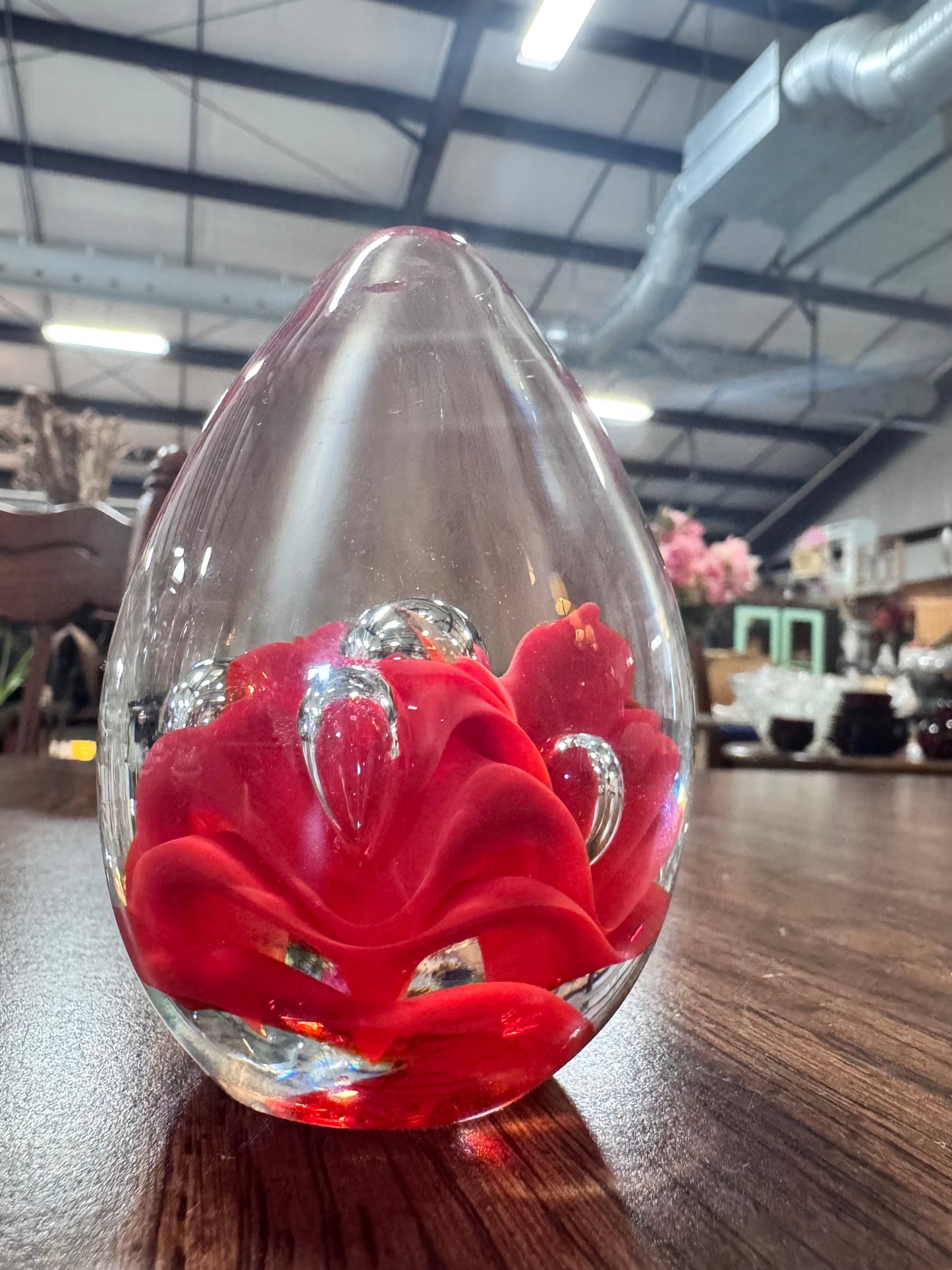 Vintage Egg Shaped Glass Paperweight