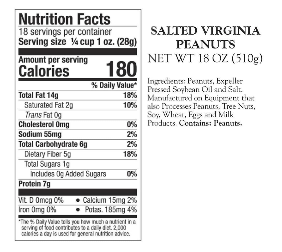 Plow & Hearth Salted Virginia Extra Large Peanuts, 18oz