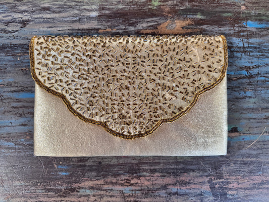 Vintage Gold Beaded Evening Bag