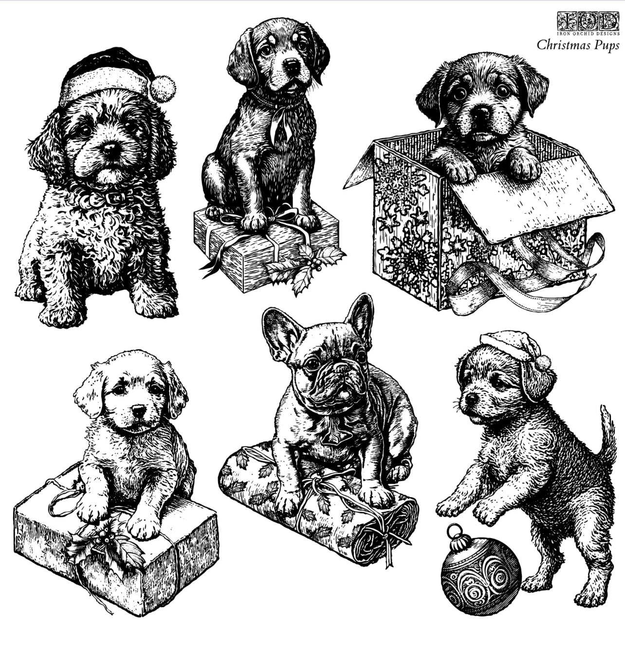 Christmas Pups Iron Orchid Designs Stamps Set Limited Edition Holiday 2023