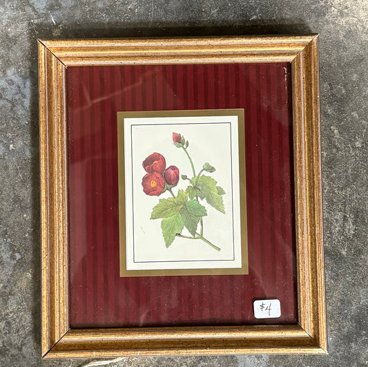 Redoute style framed print - Red Roses