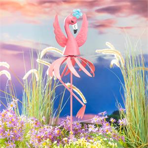 Palm Beach Metal Flamingo Wind Spinner 38" H