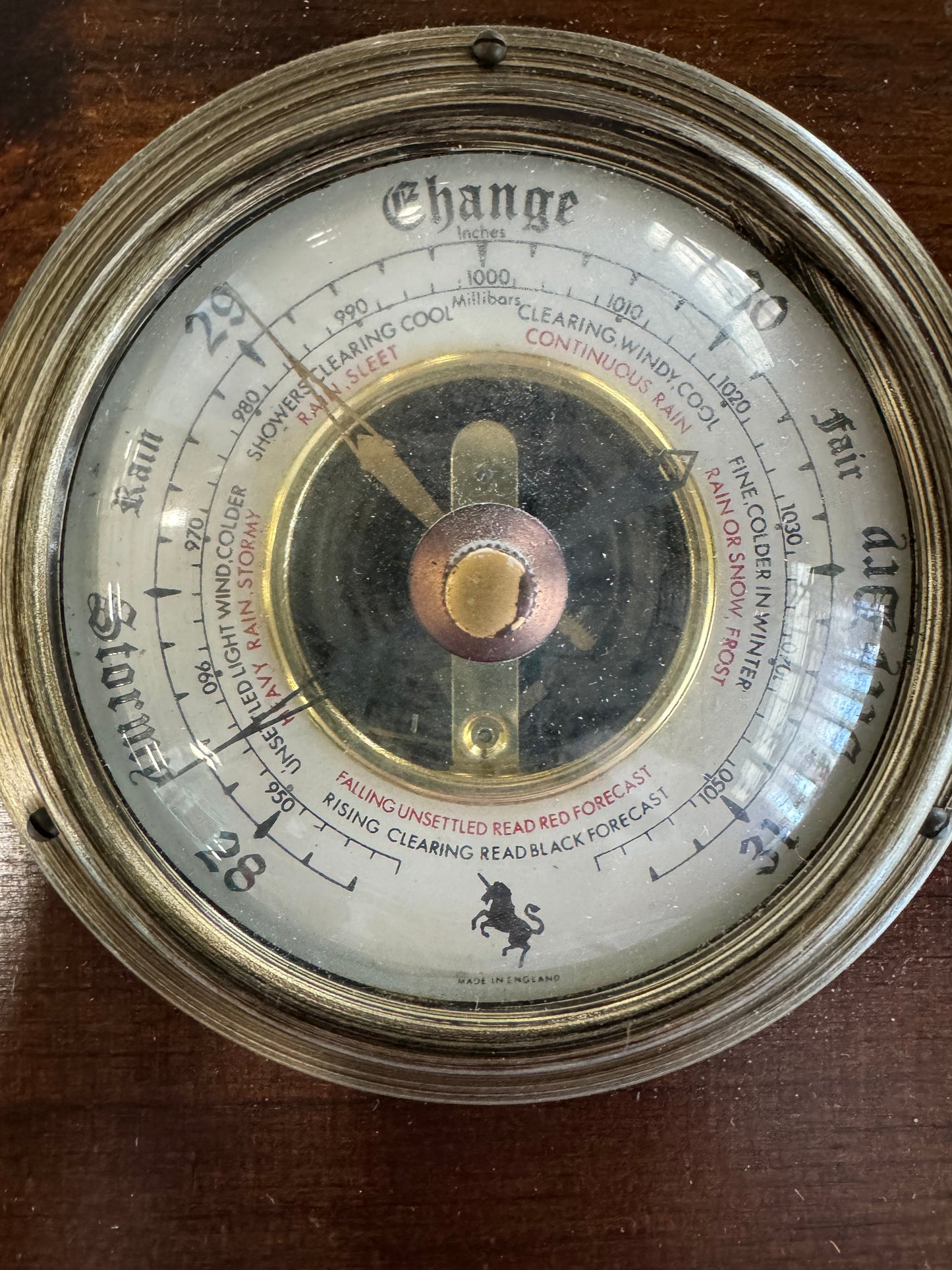 Vintage Handcrafted Barometer/Thermometer with World Globe