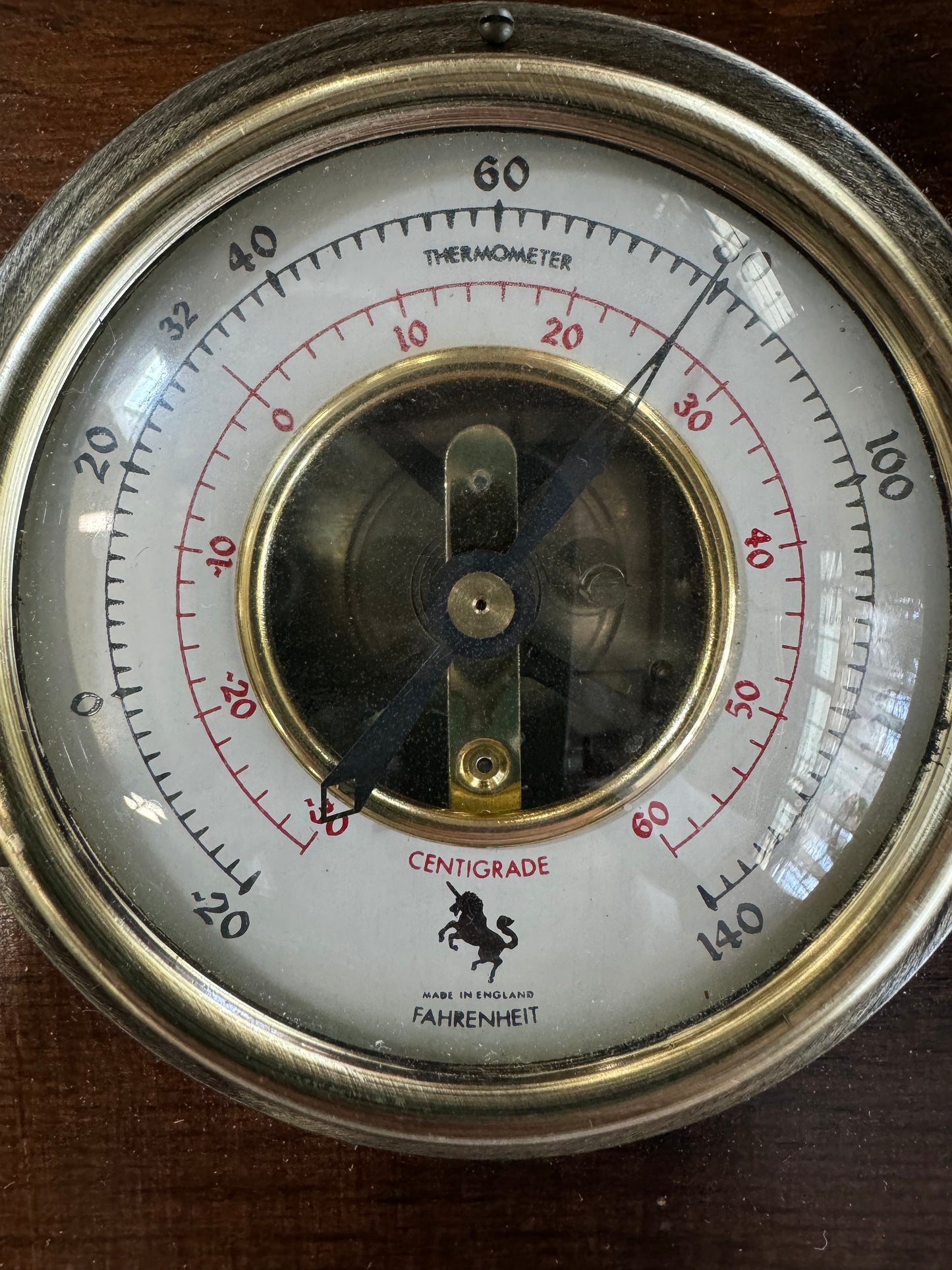 Vintage Handcrafted Barometer/Thermometer with World Globe