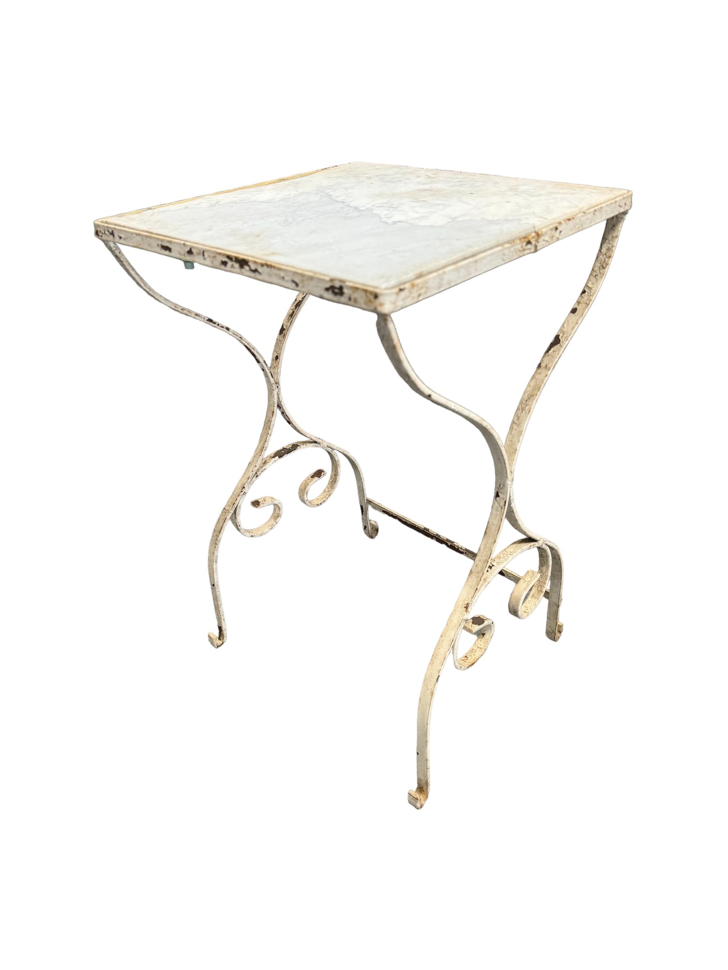 Vintage Iron Tile Top Side Table plant stand