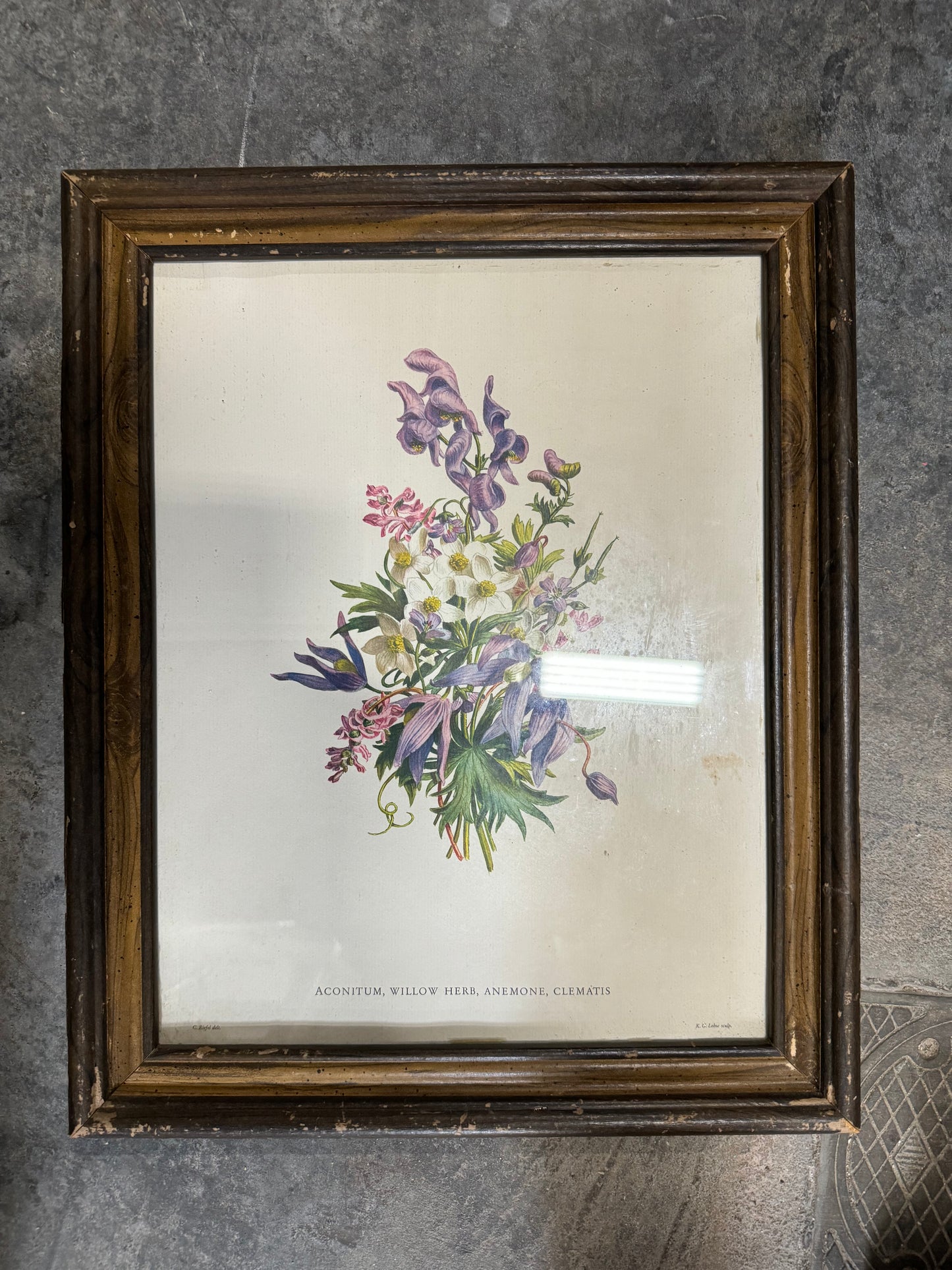 Vintage 1961 Eva Mannering Floral Print - Framed