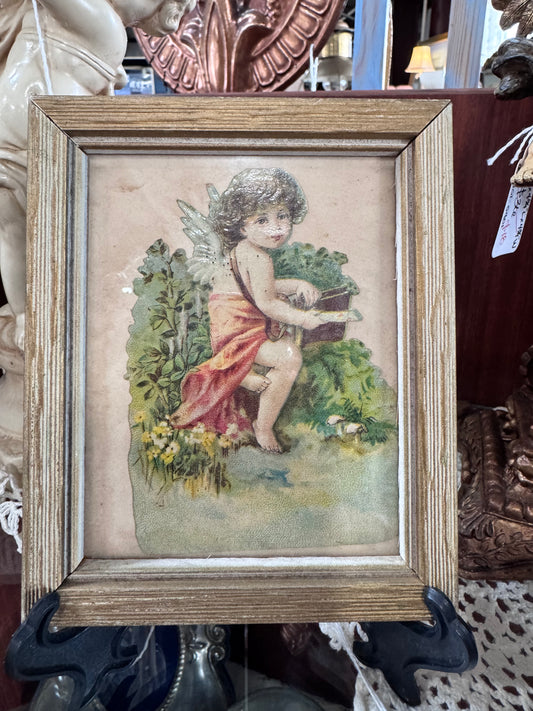 Victorian Die-Cut Cherub - Framed