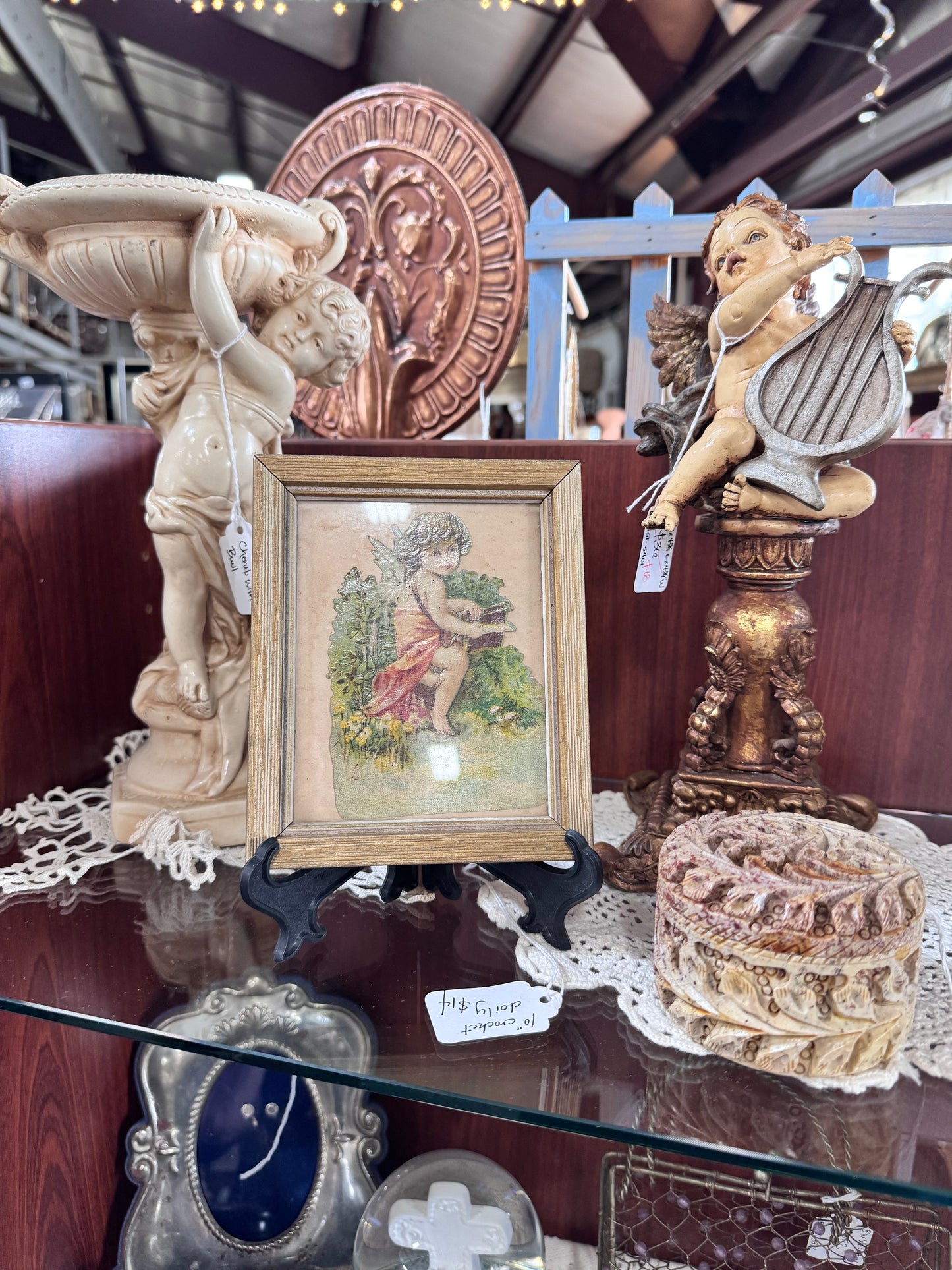 Victorian Die-Cut Cherub - Framed