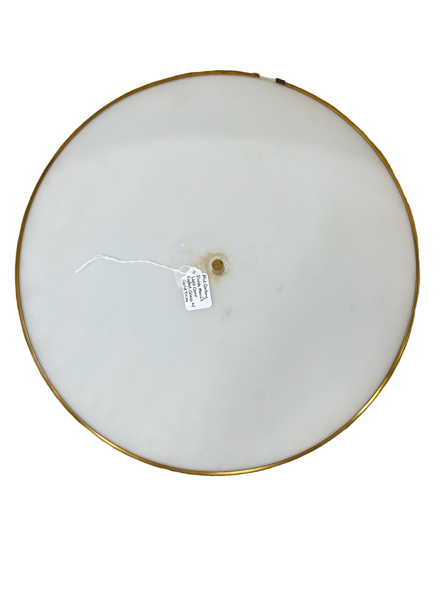 Mid Century Flush Mount Ceiling light cover Frosted Glass and Gold Trim