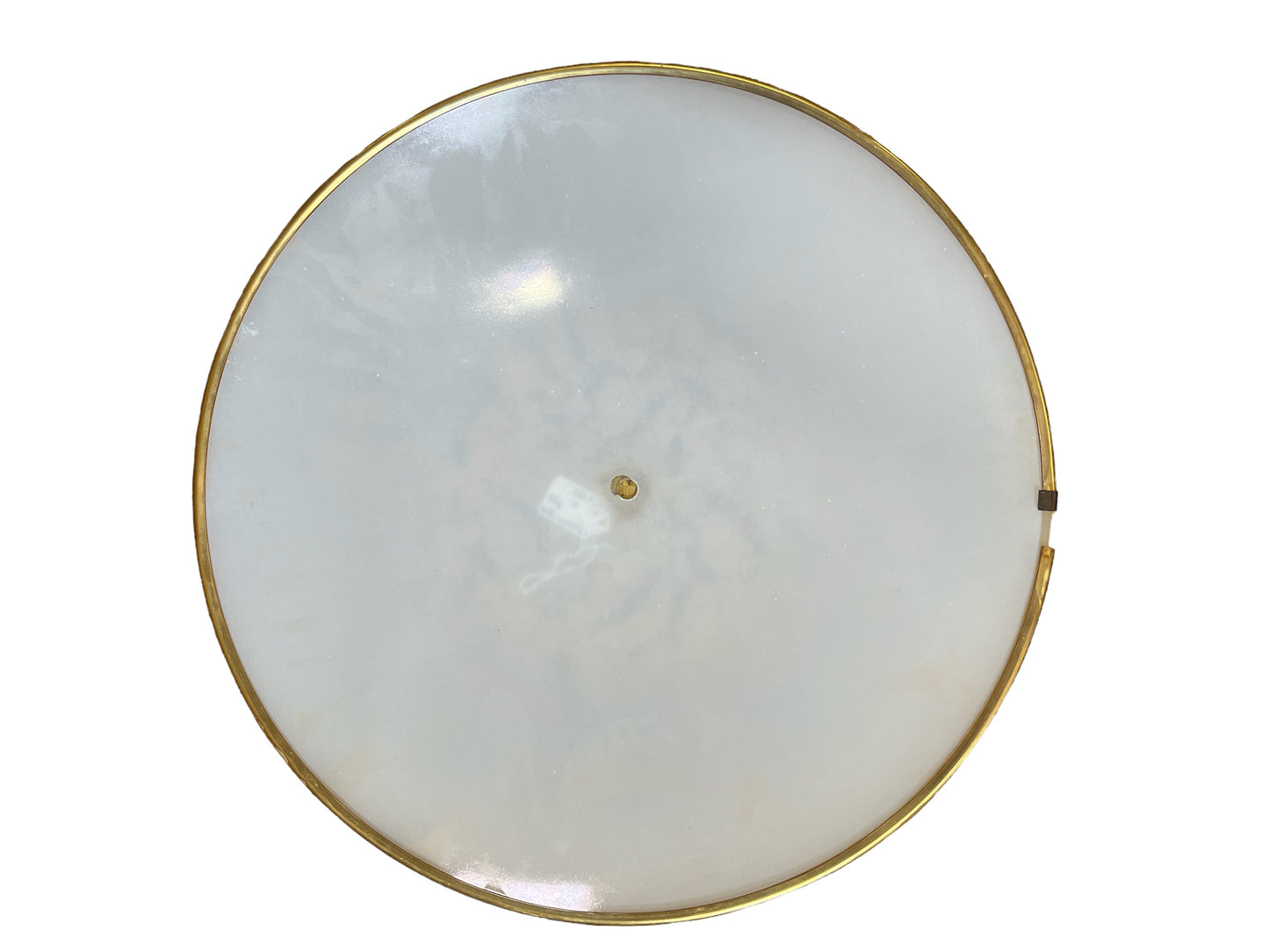 Mid Century Flush Mount Ceiling light cover Frosted Glass and Gold Trim