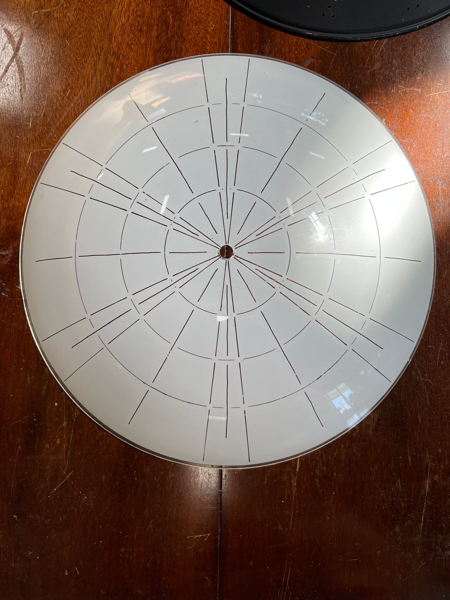 Mid Century Flush Mount Ceiling light cover with Metal Overlay-round