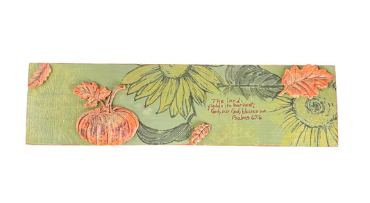 “The Land Yields” Sunflowers and Pumpkins Wall Art Hangar