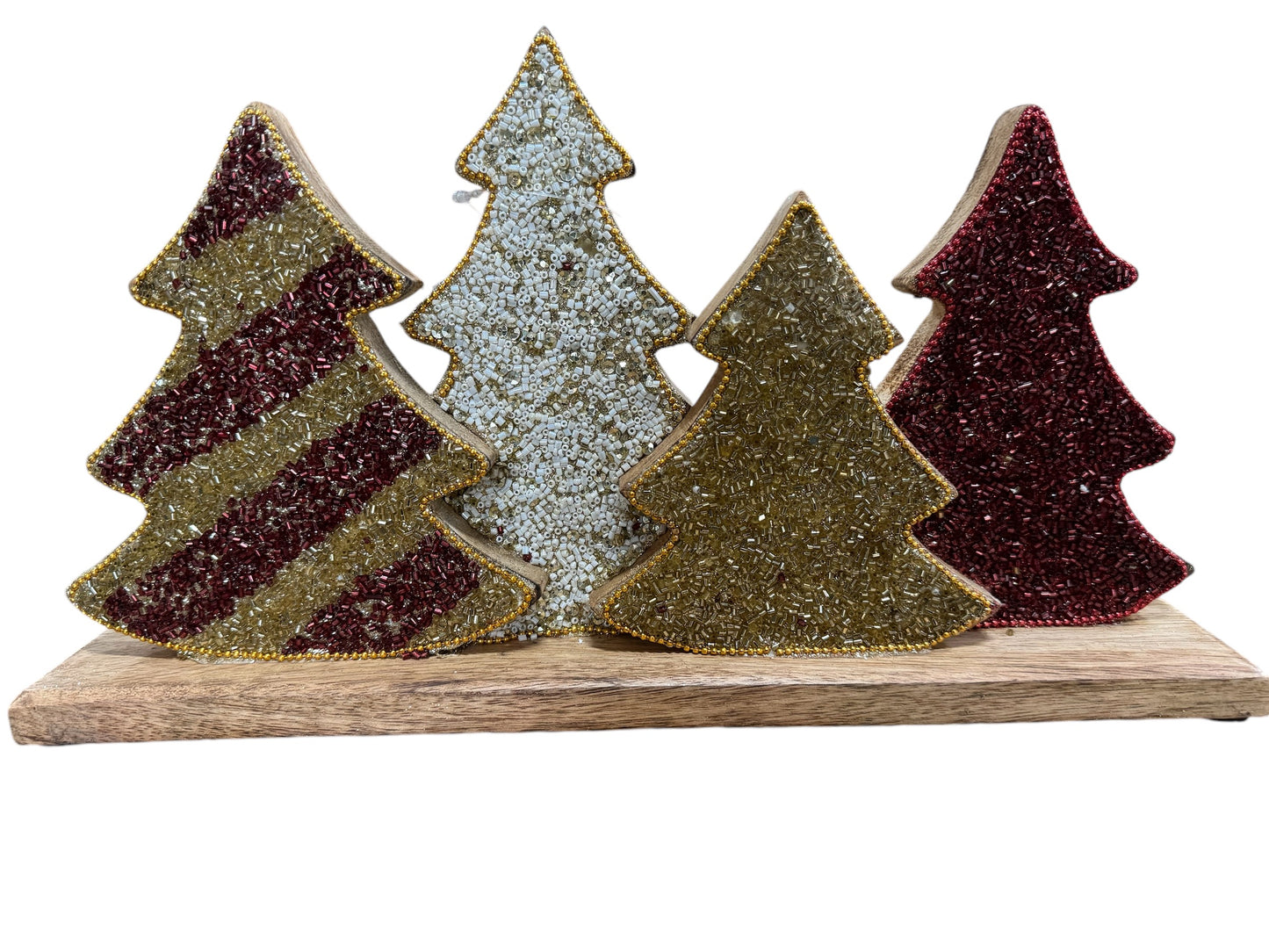 8.5" Wood Beaded Trees Table Decor