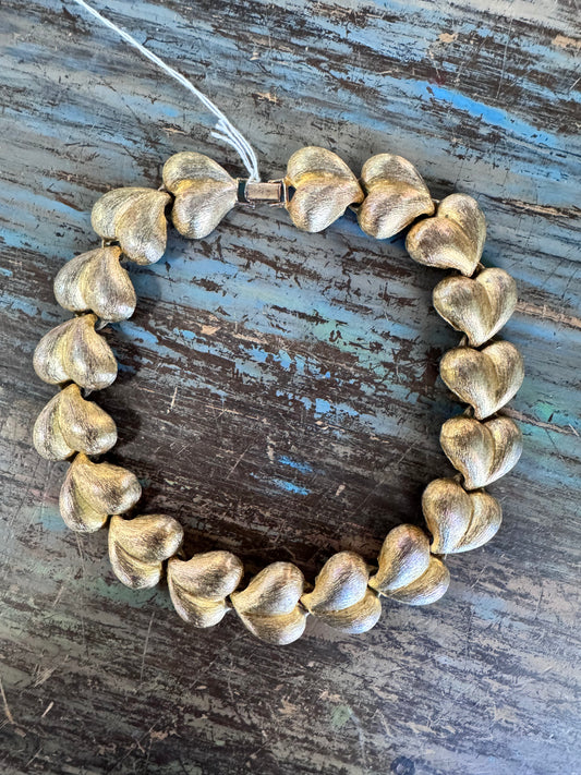 Vintage Puff Heart Choker Necklace