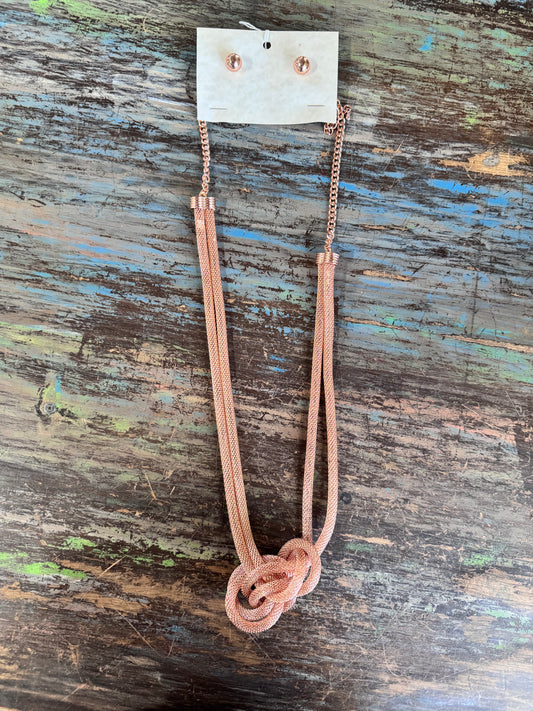 Rose Gold Statement Necklace and Earring Set